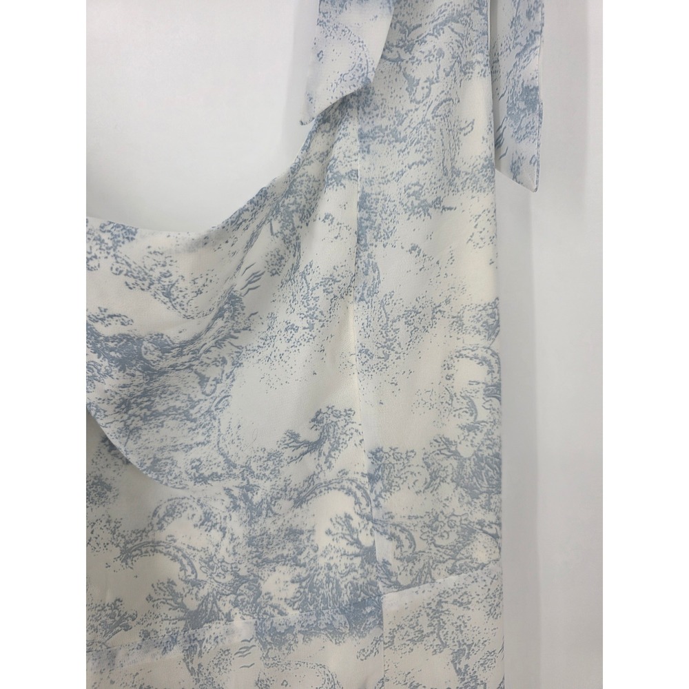 Lulus Summer Invite White and Blue Toile Tie-Strap Tiered Midi Dress Size XL - Picture 6 of 8